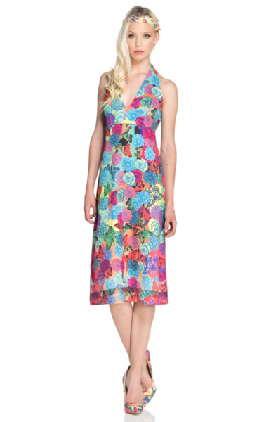 Sleeveless A-Line Halter Top Reversible Dress from ANIMAPOP print 739